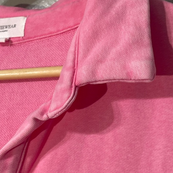 AnnieWear Mineral Washed Johnny Collar Short Sleeve Dress - Size L - Picture 2 of 6